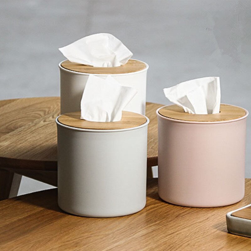 Round tissue holder Plastic Paper Rack Bamboo Roll Paper Napkin Tray Office Table Accessories Papers Holder tissue holder napki