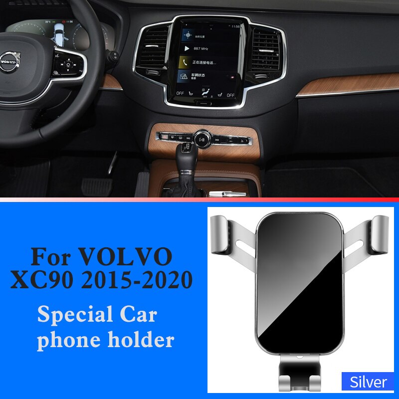 Soporte de teléfono móvil para coche, accesorio Interior de navegación por gravedad, GPS, para VOLVO XC60, XC40, XC90: Silver XC90 15-20