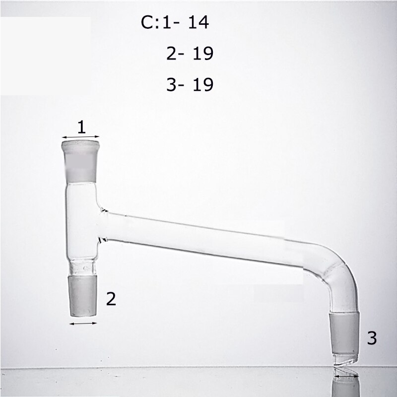 Glass Three-Way Adapter,Distillation Head,Oblique Down Type,Lab Glassware: C