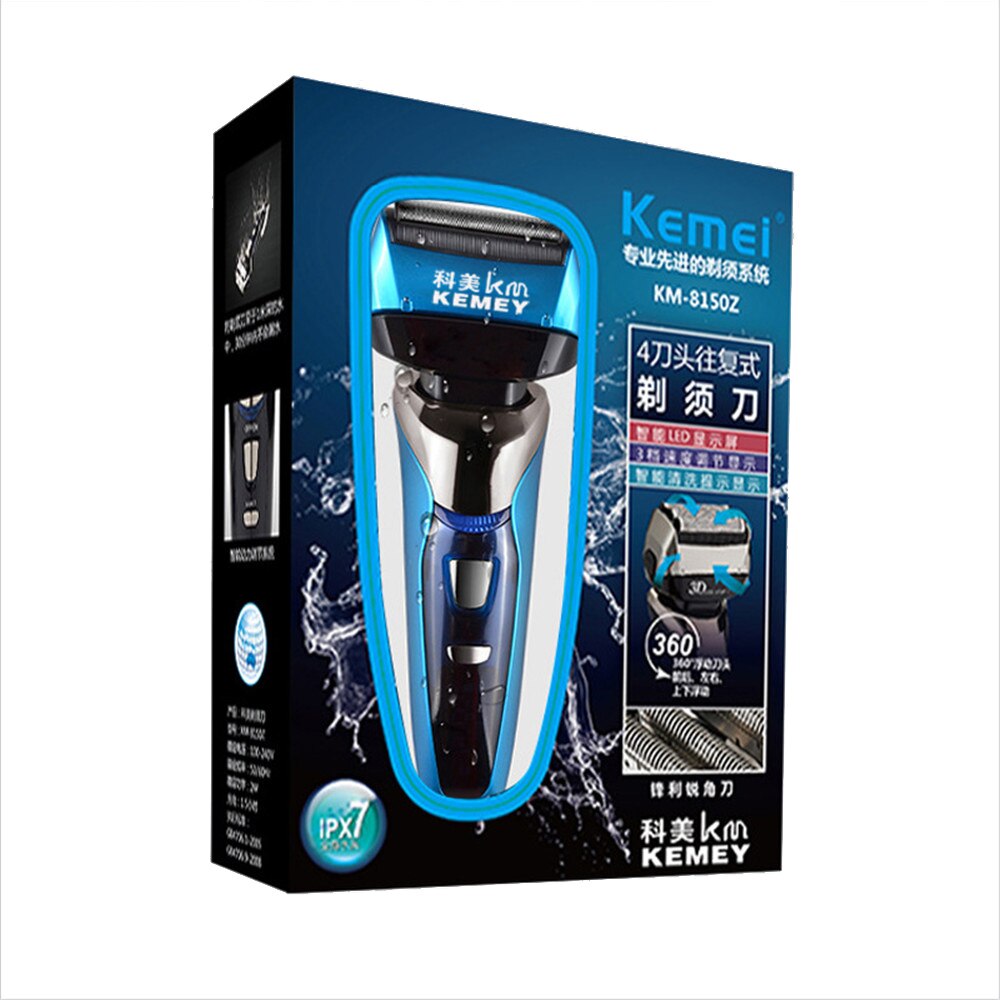Pro Razors Wet &amp; Dry Kemei Electric Shavers LCD Display Rechargeable Cutters for Men Beard Trimmer Shaving Machines