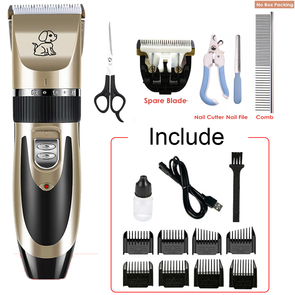 Electrical Pet Clipper Grooming Kit Rechargeable Animals Hair Cutting Machine Pet Cat Dog Hair Trimmer Shaver Set: SET 2