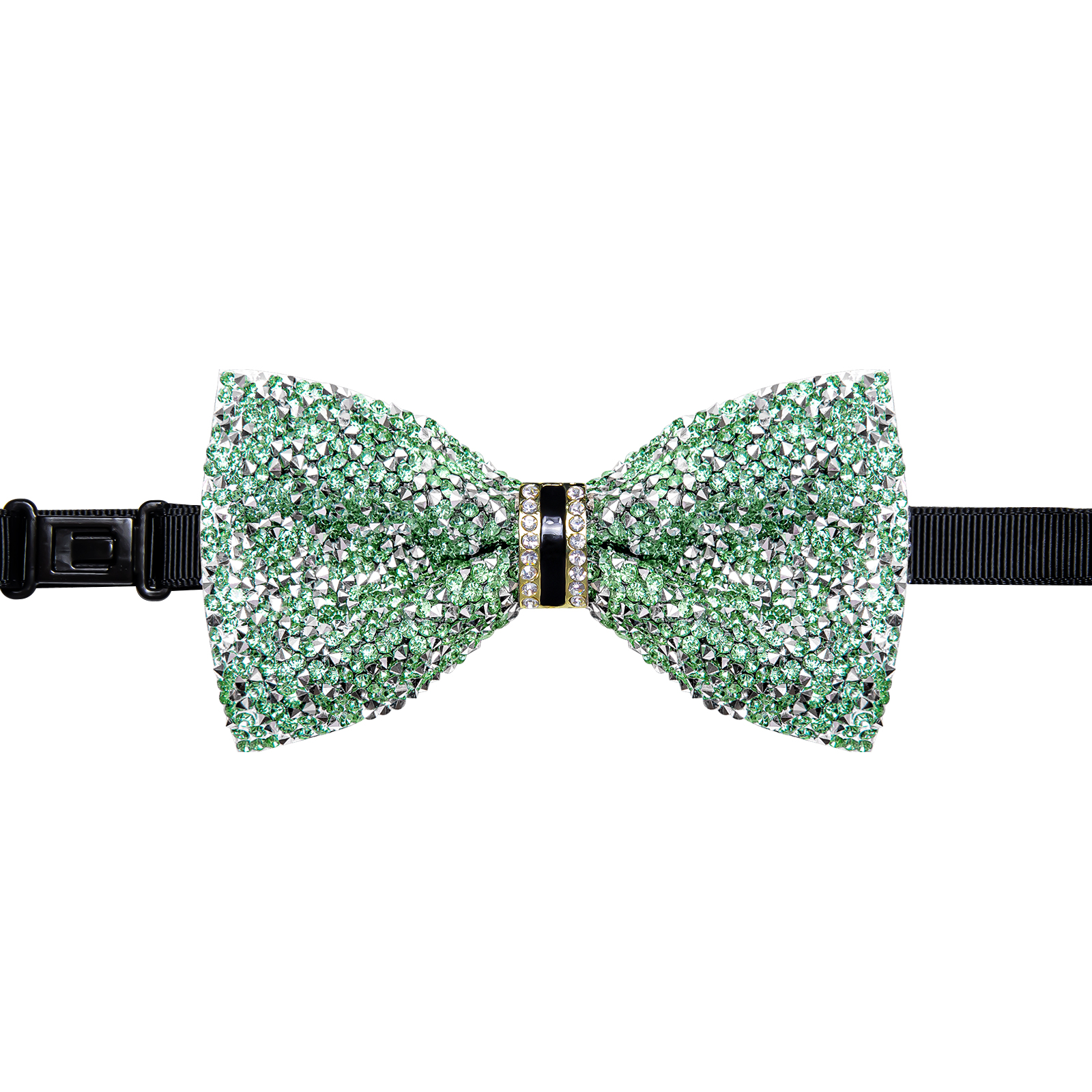 Pajaritas con diamantes de imitación brillantes para hombre, pajarita con lentejuelas de diamantes preatada y longitud ajustable para de boda
