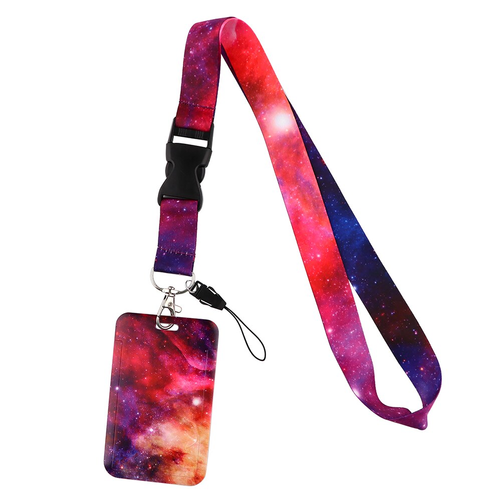 YL200 Starry sky Key Lanyard Car Keychain Badge Holder Personalise Office ID Card Pass Gym Mobile Phone Accessories: Watermelon Red