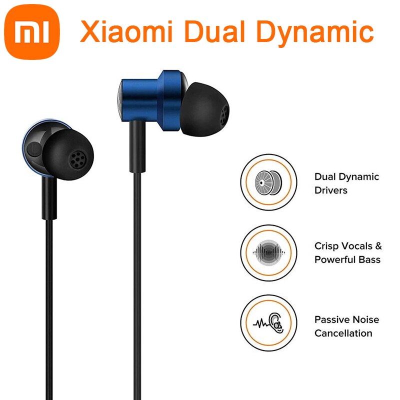 Originele Xiaomi Koptelefoon Singal Dual Dynamische Oortelefoon 3.5Mm In-Ear Bass Stereo Oordopjes Wired Controle Met Mic