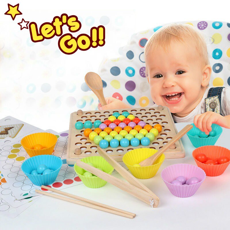 Holz Montessori Kinder Spielzeug Hände Gehirn Training Clip Perlen Puzzle Bord Mathematik Spiel Baby Früh Pädagogisches Spielzeug Für Kinder