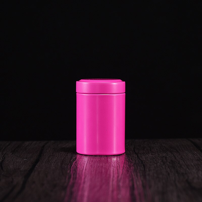 50g Round Sealed Metal Tea Can Coffee Spice Tea Container Outdoor Portable Universal Packaging Empty Tin Box: Rose Red