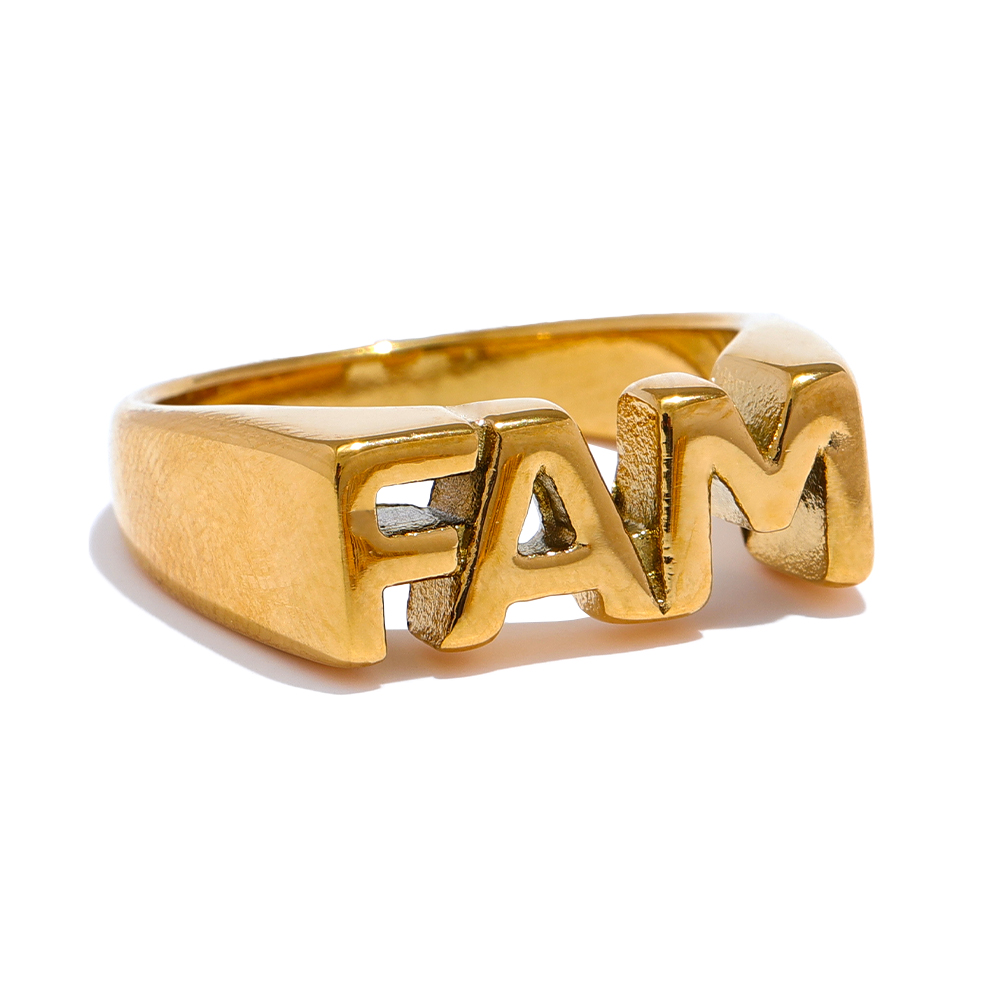 Yhpup fam pappa søster bror mamma statement rollebesetning familie brev ring rustfritt stål tekstur gullfarge attraktive smykker 18k pvd belagt: 7 / Rød