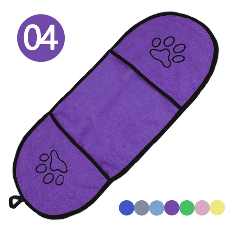 Toalla de baño de microfibra para perro, toalla de secado ultraabsorbente para cachorros y gatos pequeños, manta con bolsillo, bata de baño para perros grandes: purple