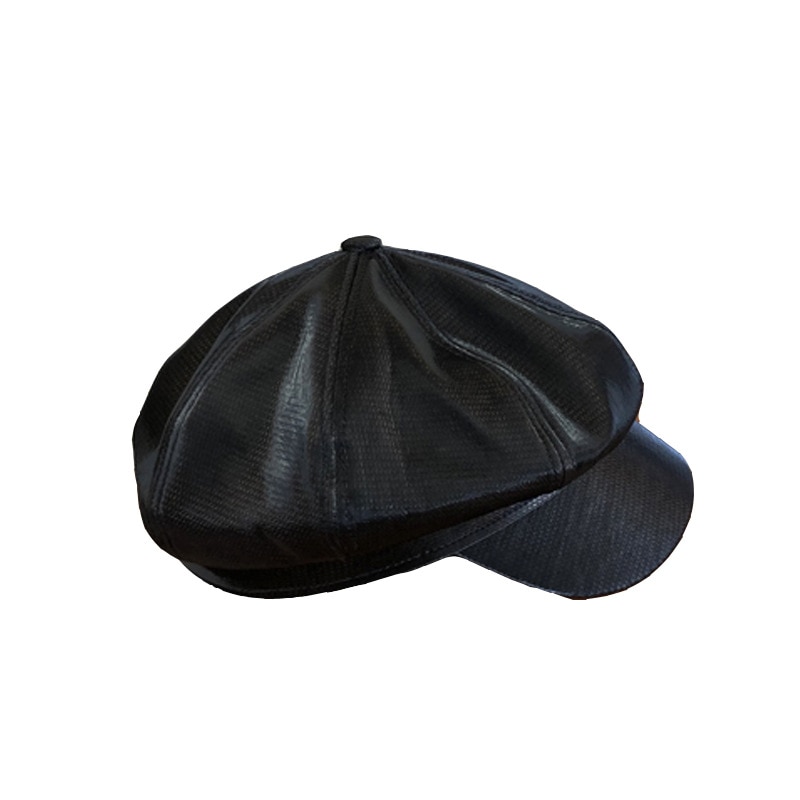 Leather Vintage Berets Painter Hat Autumn Winter Caps Male Female Casual Solid Color PU Leather Octagonal Cap