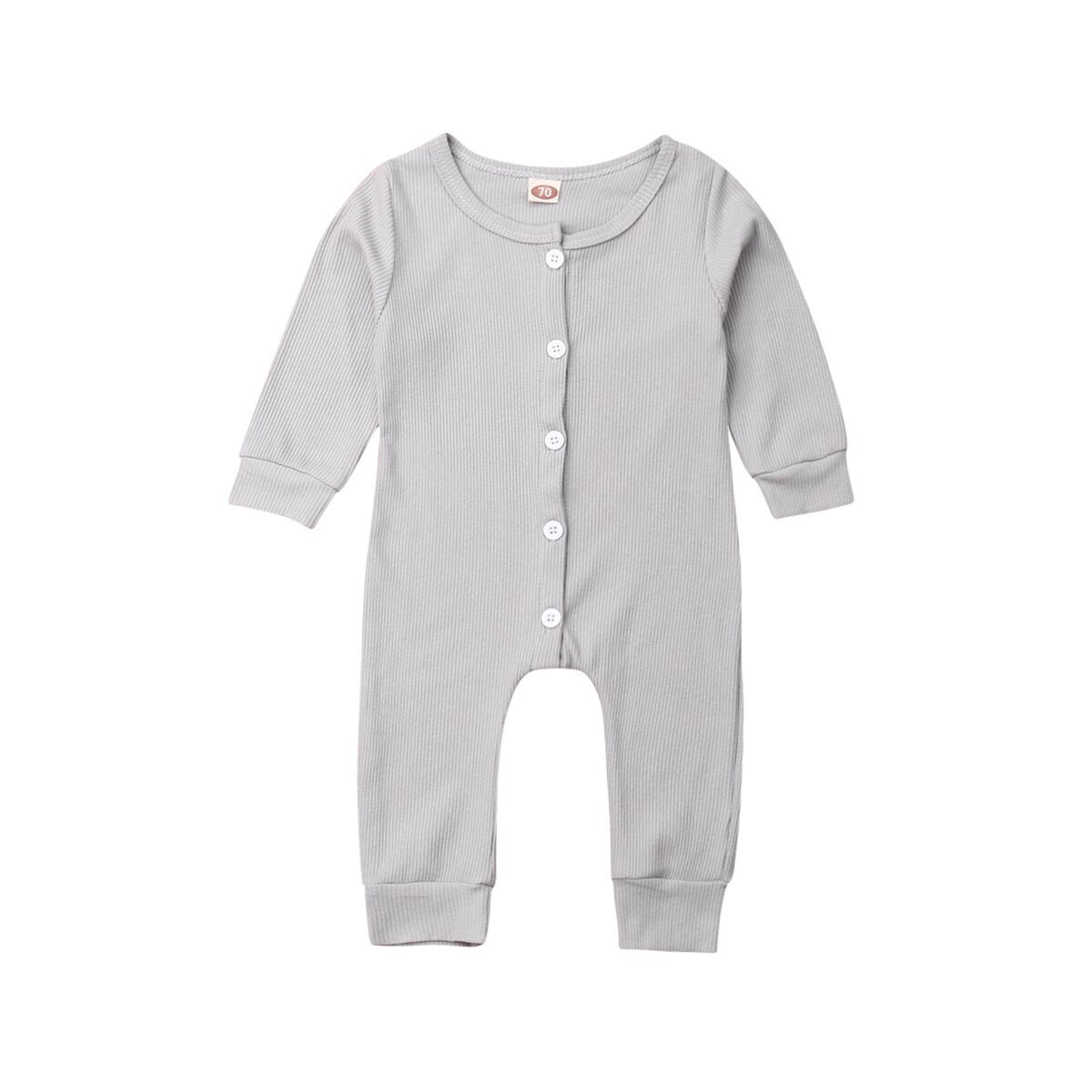 Unisex-vauvan toppahousut pitkähihaiset napit tytöille poikien toppahousut kiinteät taaperohousut vapaa-ajan haalarit vastasyntyneiden housut poikien vaatteet: Harmaa / 12m