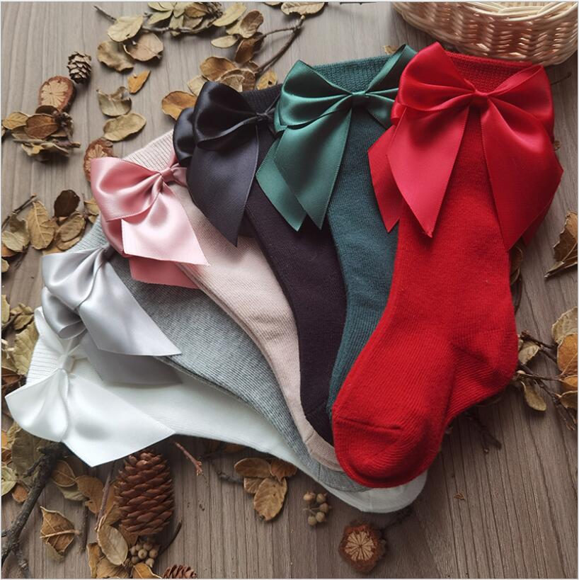 Wiosna nowa księżniczka dziewczyny skarpetki szeroka wstążka wzór kokardki skarpety robić kolan dla dziewczynek ubrania maluch podkolanówki dzieci meias
