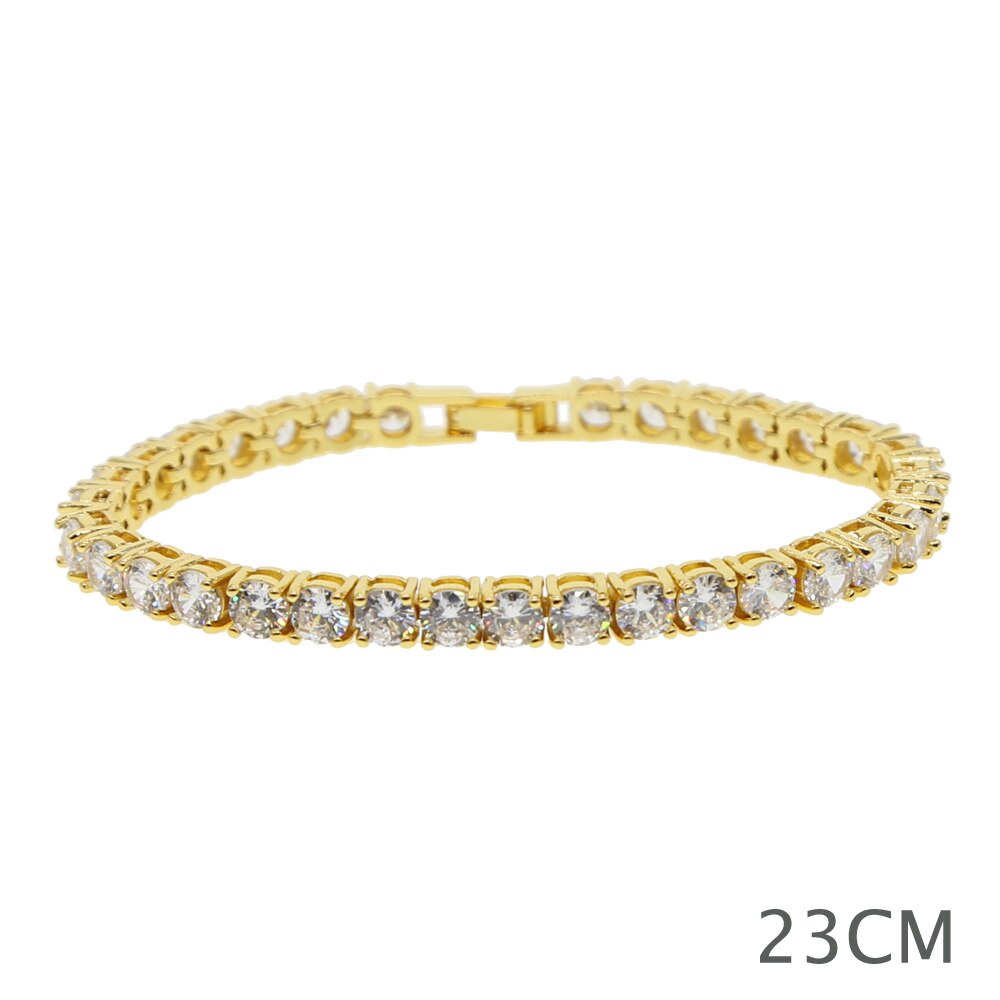 neue cz charme fußkettchen 23cm 25cm vereist aus bling Rose Gold silber farbe klar cz 5mm Tennis kette fußkettchen für frauen bein schmuck: Gold 23CM