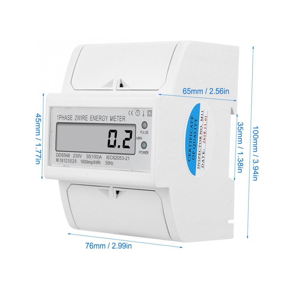 DDS548 Watt Hour Meter LCD Display Energy Meter Single Phase 230VAC Electric Power Meter