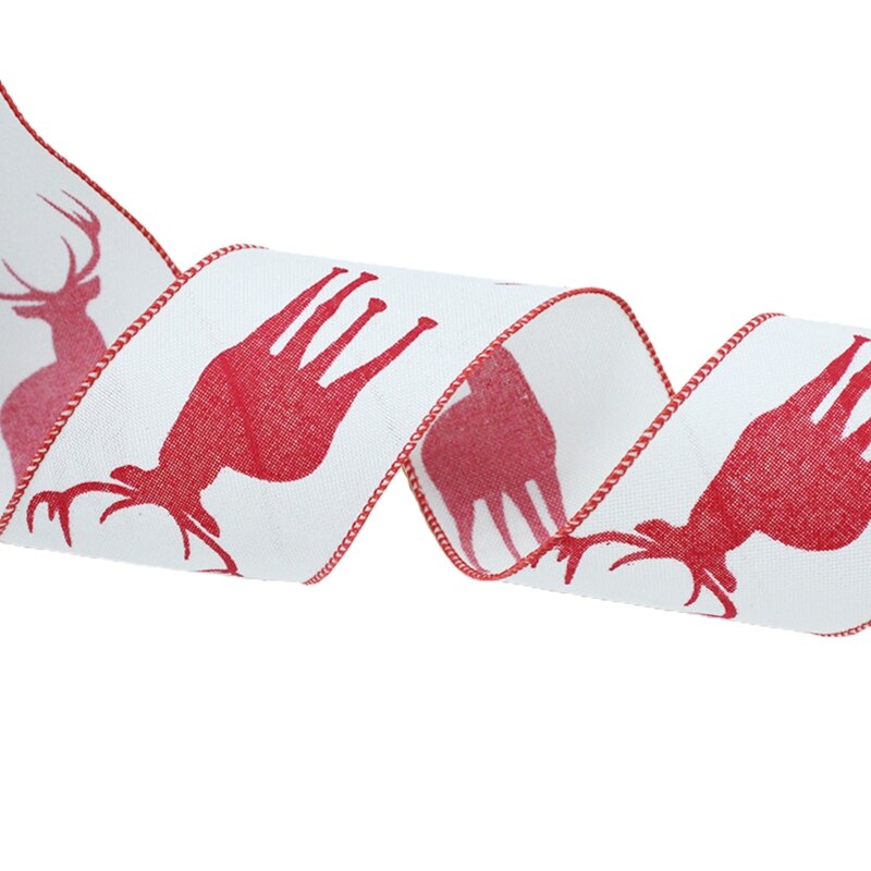 10 rolek rustykalna juta świąteczna wstążka z kreskówkowym łoś nadruk płatek śniegu dla majsterkowiczów prezent rzemiosła zawijanie dekoracje na choinkę: 2