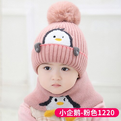 Gorro de punto con pompón para bebé de 1 a 3 años, gorro de lana cálido para niño y niña, babero de protección para las orejas, traje de gorro para bebé: 3