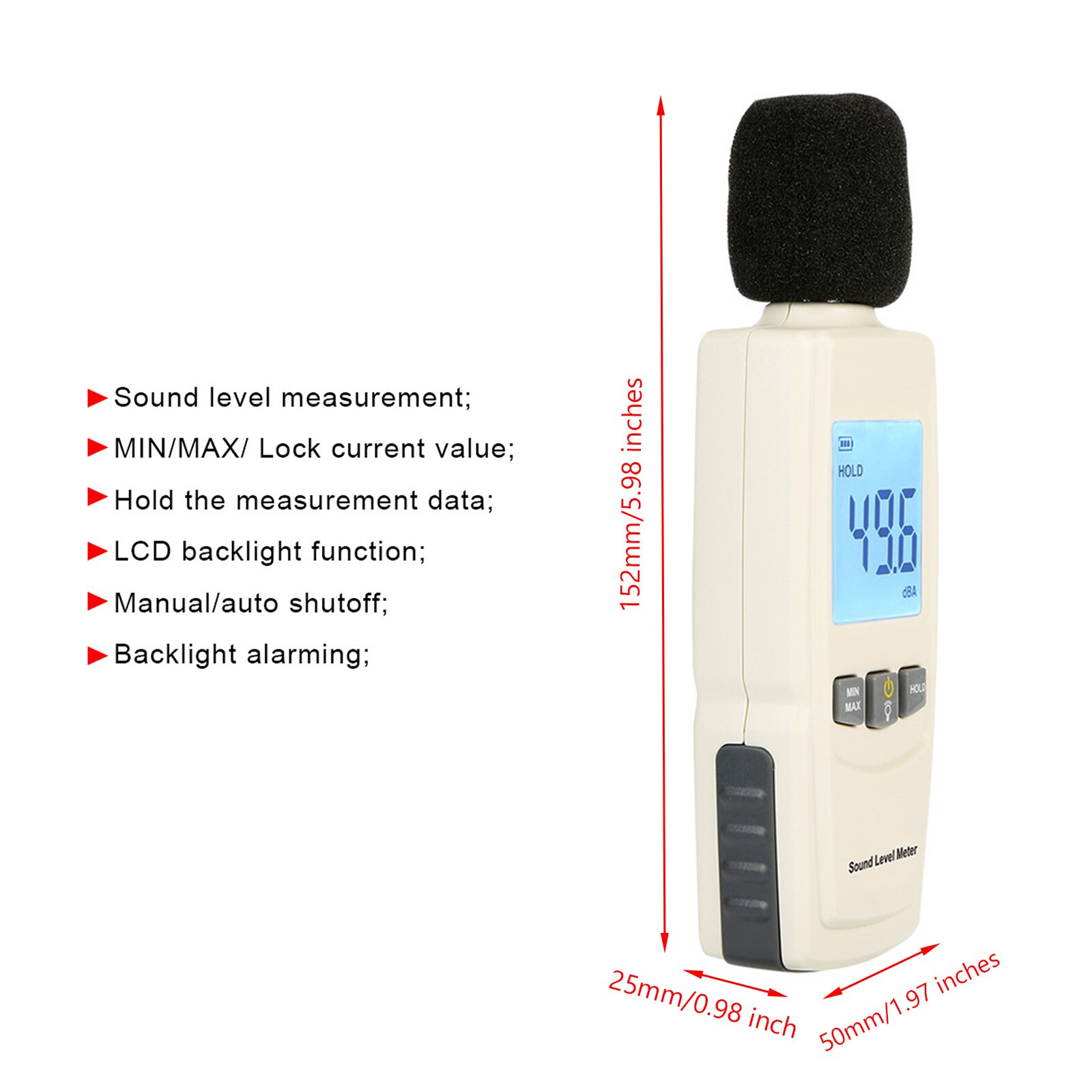 Instrument de mesure du bruit, Mini niveau sonore, moniteur décibel, 30-130db, GM1352, affichage numérique LCD