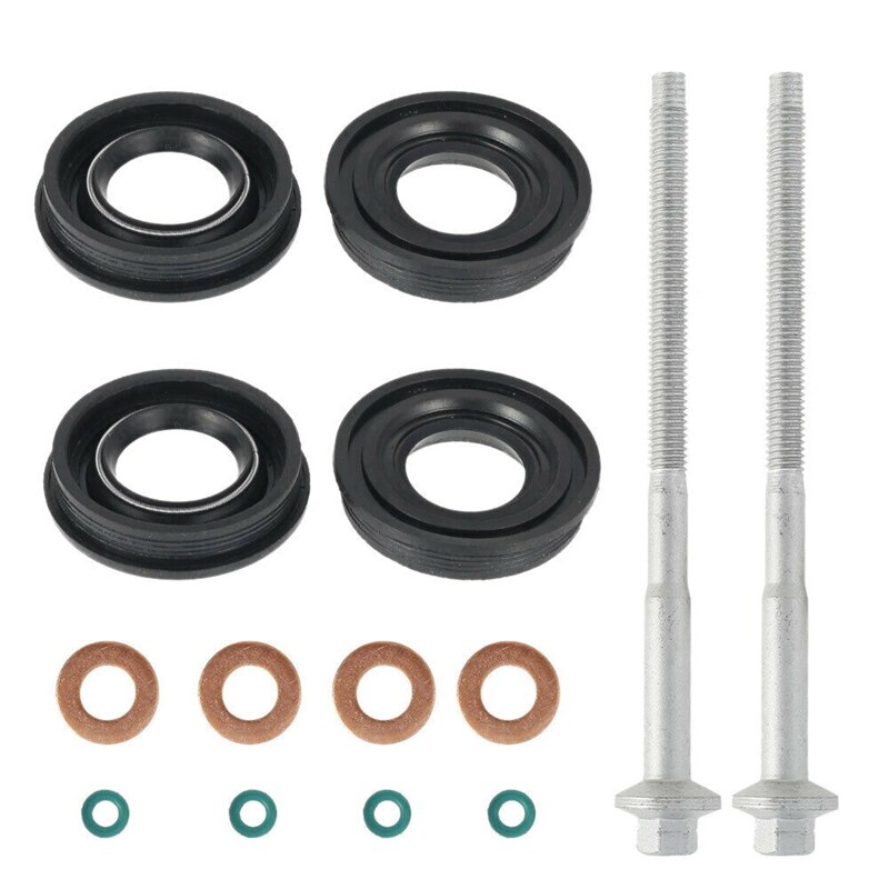 14Pcs Metal Fuel Injector Seals Washers Rubber O Rings Bolts Fuel Inject Seals Repair Kit for Ford Transit MK7 2.2 TDCi