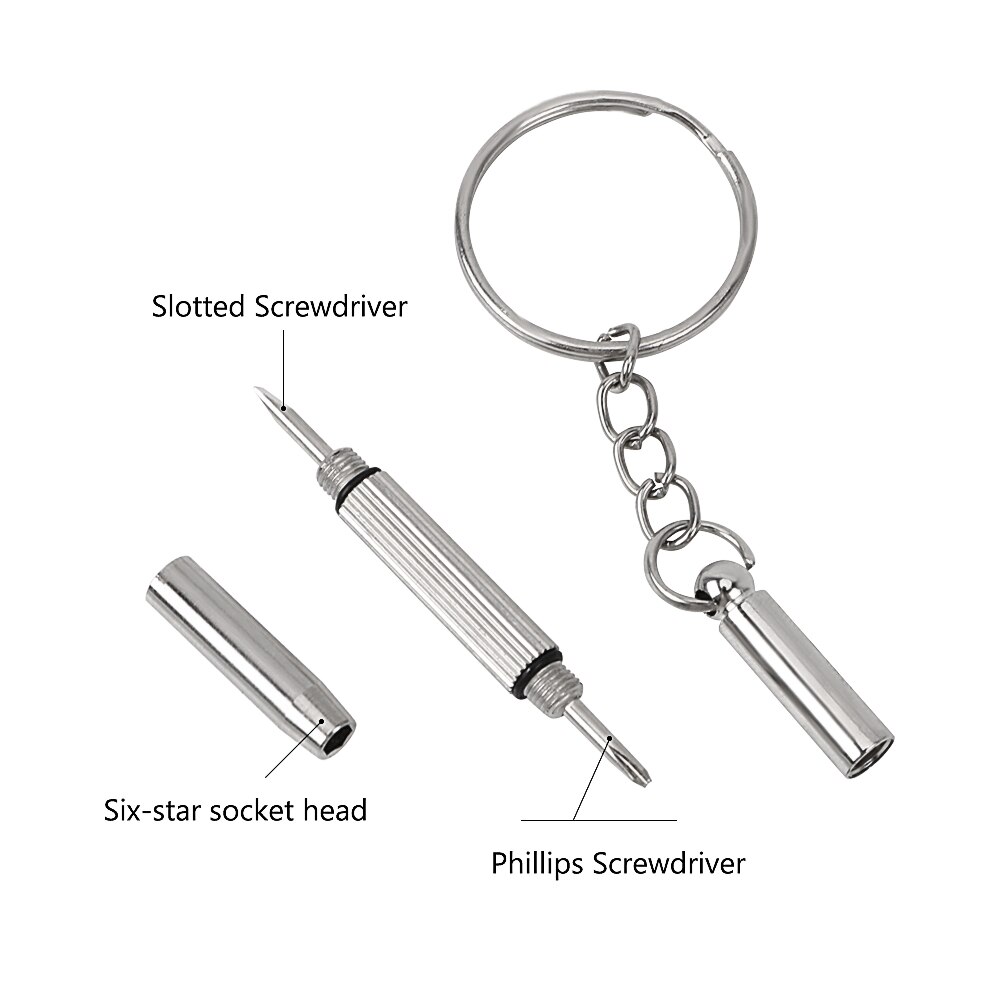 NICEYARD 3 in 1 Phillips and Slotted Screwdriver Combination Mini Screwdriver Key Ring Alloy Portable Watch Glasses Repair Tool