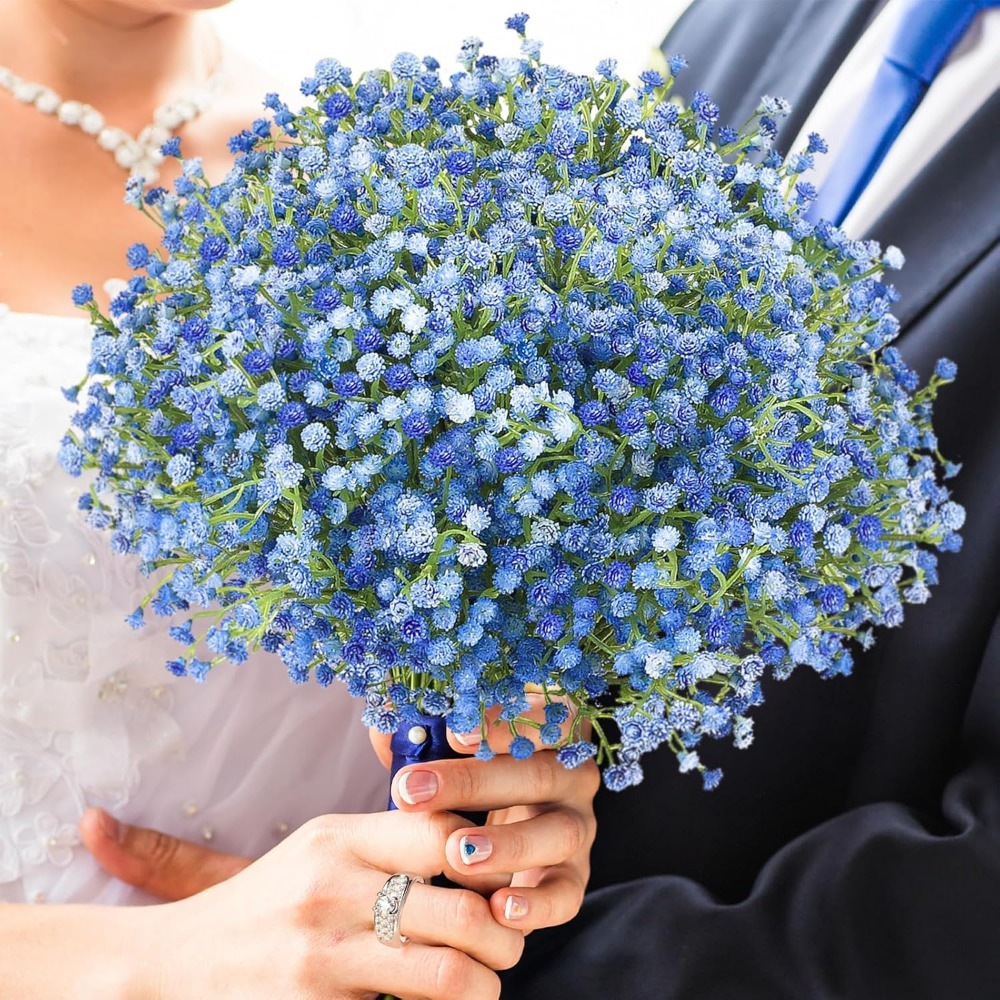 Ramo de flores de estrellas de cielo Artificial de 52cm, azul y blanca, decoración navideña para el hogar, accesorios de fotografía, planta, decoración de boda