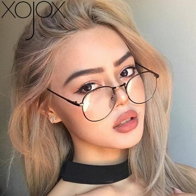 XojoX montura de gafas redondas de para hombre y mujer, monturas de gafas ópticas Unisex transparentes, gafas clásicas doradas
