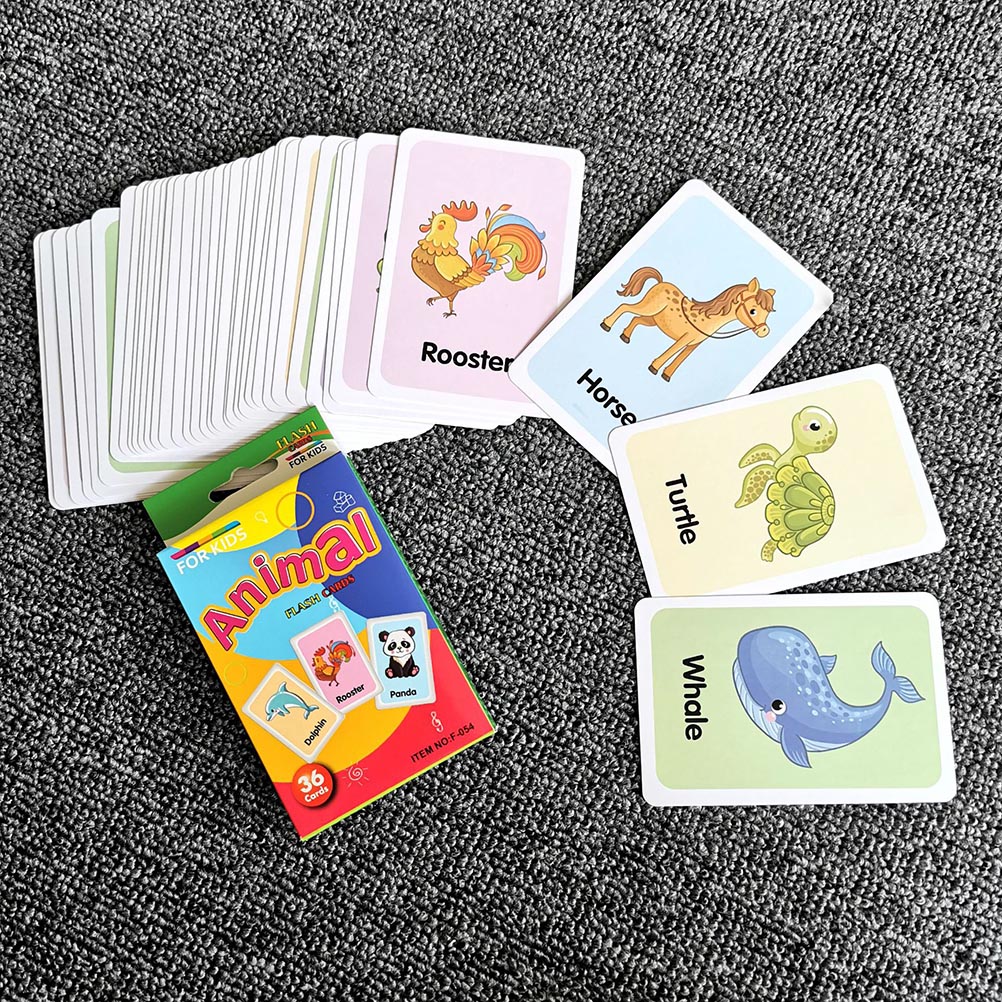 36 stk børns dyr engelsk anerkendelse kognitivt kortlegetøj spædbarn undervisning kognitivt puslespil tidlig uddannelse læring legetøj