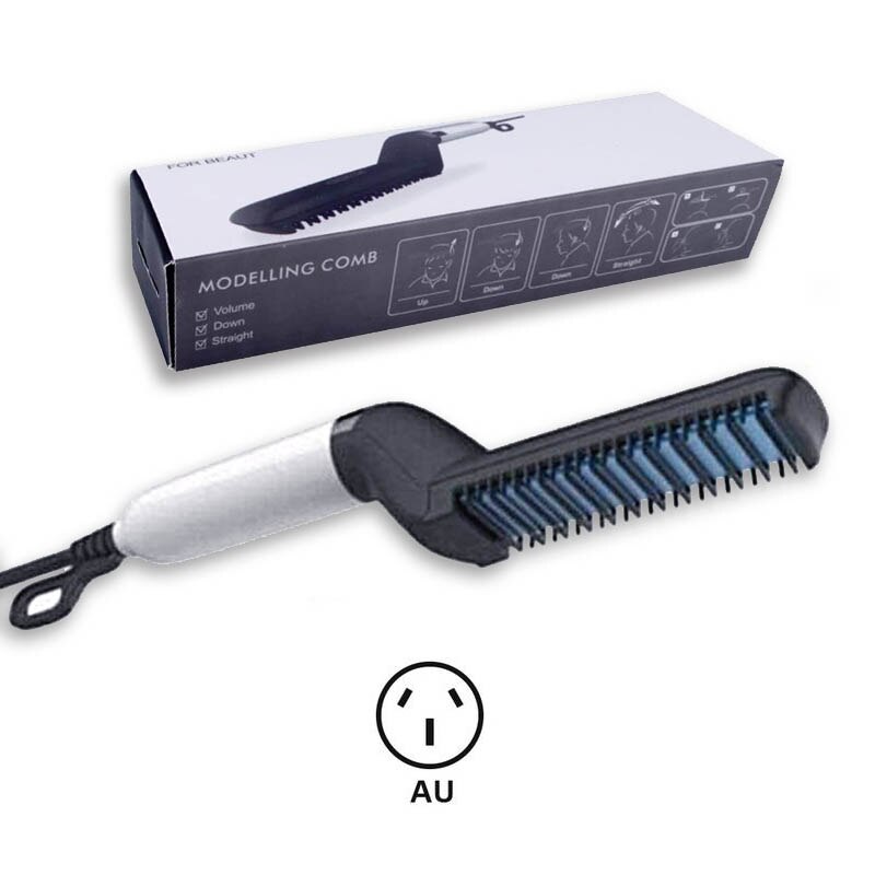 Multifuncional pente de cabelo escova barba alisador de cabelo endireitar pente modelador de cabelo rápido modelador de cabelo para homem: AU