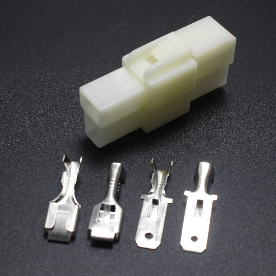 2set 6.3mm 2P Electrical Connector Kits 6.3 2Pin ABS Male Female socket plug for Motorcycle Car Auto