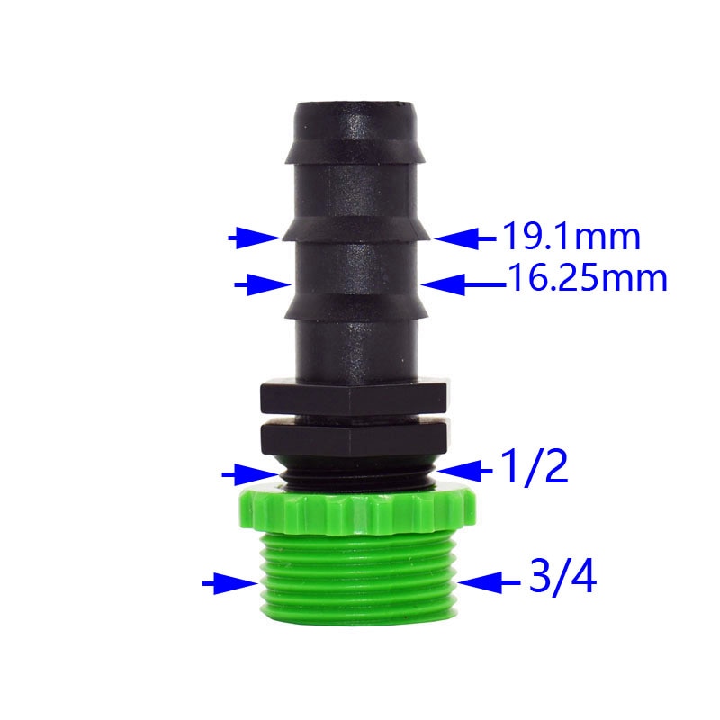 Male 1/2 3/4 to 16mm 20mm 25mm Garden Hose Water Connector Tap to 1/2 3/4 Hose Tap Fittings 3pcs