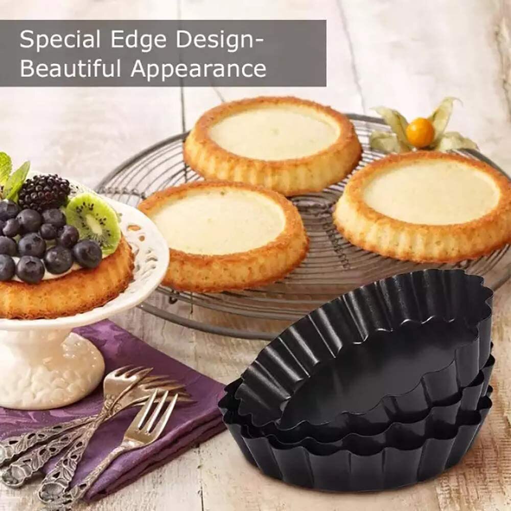 1/2/3 st 10cm mini bakform avtagbar botten tårtformar nonstick rund tartelettform quiche pajform bakverk bageritillbehör
