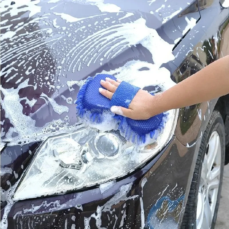 Esponjas de microfibra para lavado de coches y motocicletas, manopla de lavado de polvo de chenilla, guantes de limpieza para motocicleta, herramientas de esponja para lavado de coches y Motor, 2 uds.