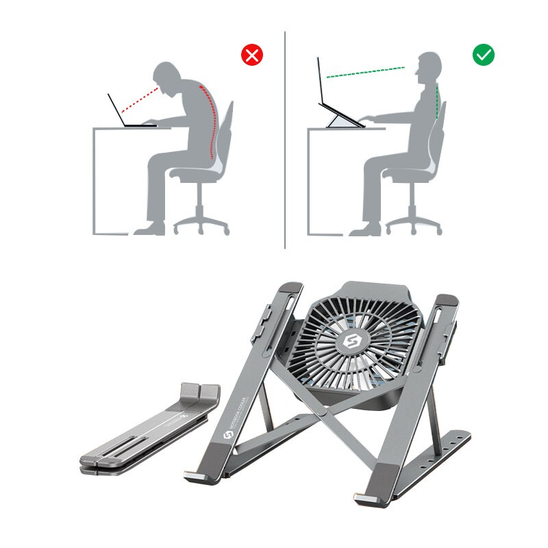 Faltbare Schreibtisch Laptop Tablette Ständer Mit Lüfter Wärme Ableitung Für HP Dell MacBook Luft Profi Stand Notizbuch Halfter Kühler