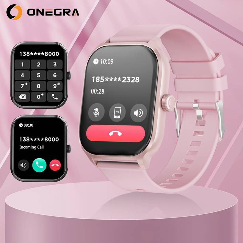 Smart Watch para homens e mulheres, mostrador personalizado, relógios de aço, rastreador de fitness esportivo, frequência cardíaca, smartwatch para Android e iOS, novo: Vermelho