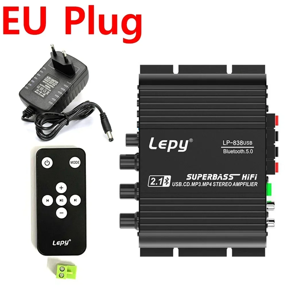 Wzmacniacz audio LEPY 838USB Bluetooth 5.0 Cyfrowy wzmacniacz basowy s HIFI Kanał 2.1 Samochodowy wzmacniacz domowy Sterownik USB Bezstratna muzyka DC12V: Beżowy