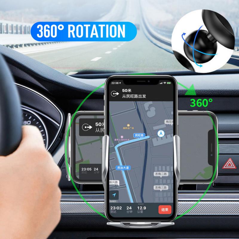 15W Automatic Clamping Qi Wireless Car Charger For iPhone 13 12 11 XS XR X 8 Samsung S20 S10 Sensor Fast Charging Phone Holder