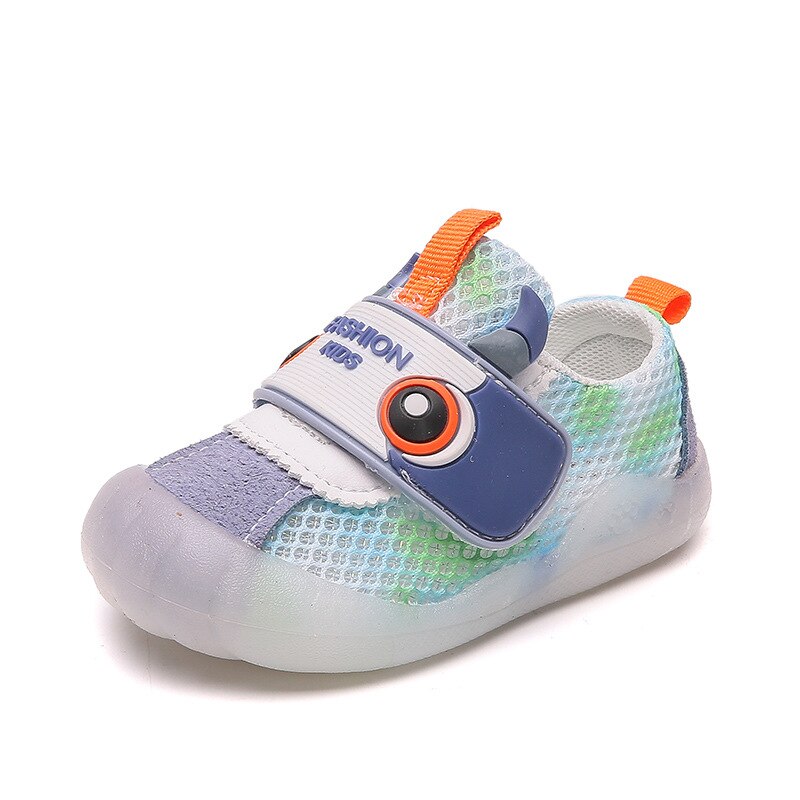 COZULMA-Sandalias de fondo suave para bebé, zapatos de malla transpirable con degradado de dibujos animados, de 0 a 3 años,: Azul / 26 (inside 16 cm)