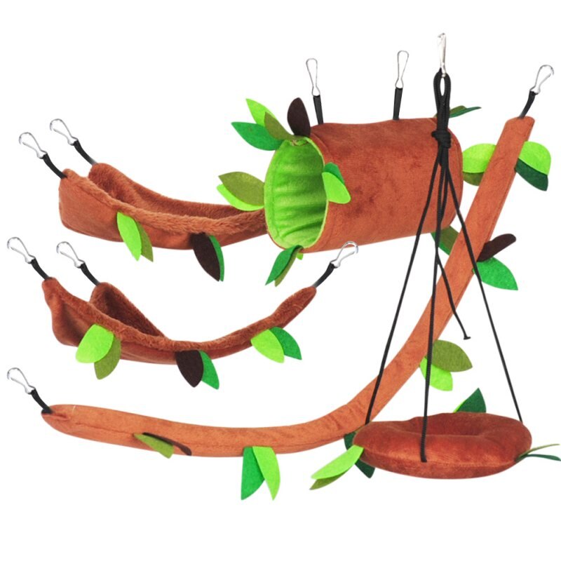 Hamaca para hámster para mascota pequeña, nido de animal doméstico, túnel de hoja de bosque, Totoro, conejillo de indias, ardilla, jaula cálida, casa de juguete