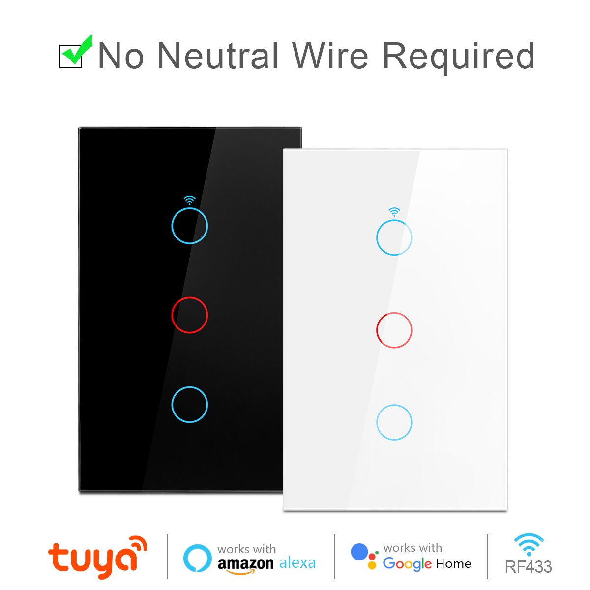 WIFI Tuya Smart Light Switch Smart Home Wall Switch Voice Control Smart Life Touch Sensor Switch Work for Alexa Echo Google Home