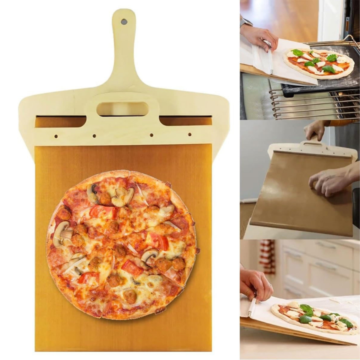 Glijdende Pizza Schil Shovel Opvouwbare Handgreep Transferbak Pizza Spatel Brood Bakgereedschap Keuken Aaccessories Gadgets