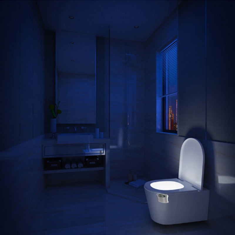Wc Led Wc Licht Smart Motion Sensor Waterdichte Badkamer Wc Nachtlampje 8 Kleur Conversie Lamp