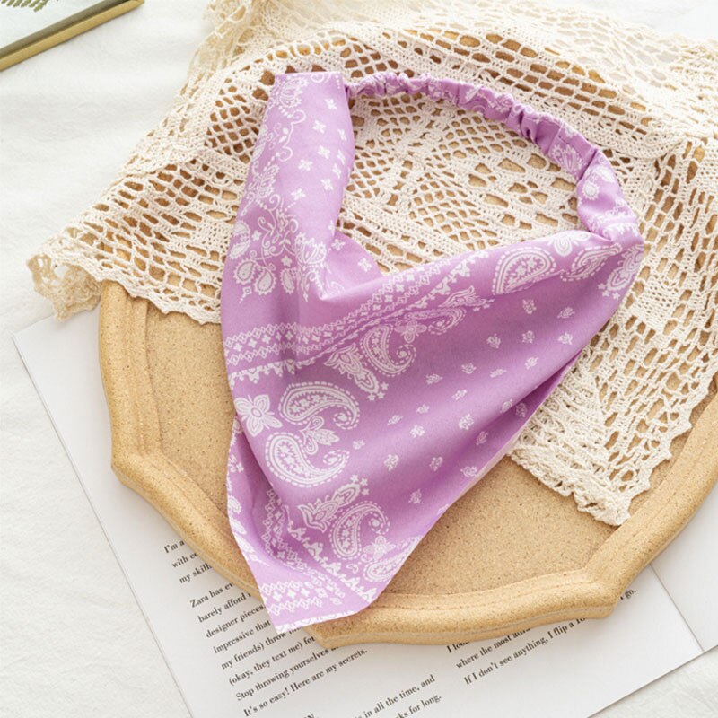 Udskrivning vintage bandana tørklæde trekant hårbånd hår tørklæde voksne kvinder pige hoved slid beklædningsgenstande tilbehør: Lavendel