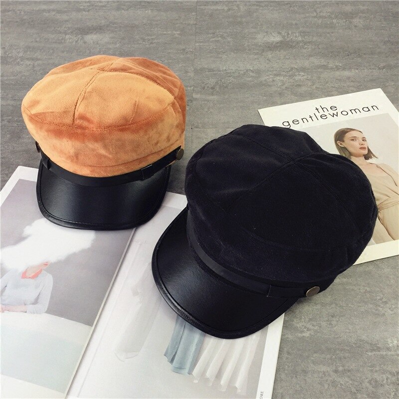 Winter Octagonal cap women men Hairy berets street style beret caps brand hats Newspaper Cap for 90s Girls