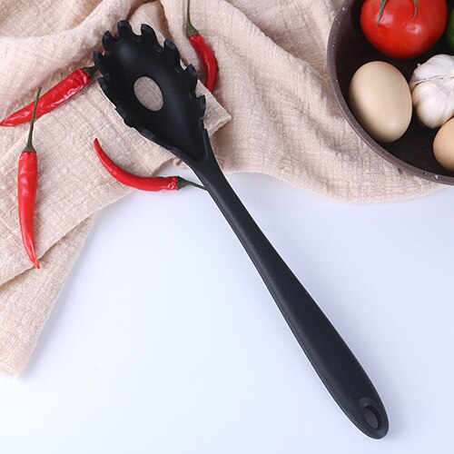 Food Grade Siliconen Koken Tool Gemak Keuken Non-stick Pan Schop Lepels Vergiet Keukengerei Huishoudelijke Accessoires Item: 1PCS Black B