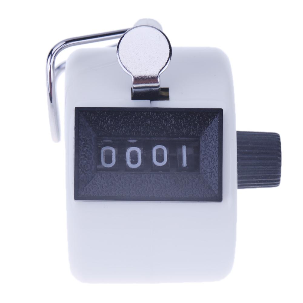 Counter Clicker 4 Cijferig Nummer Tellers Plastic Shell Vinger Display Handmatige Telling Tally Clicker Timer Voetbal Golf Teller: White