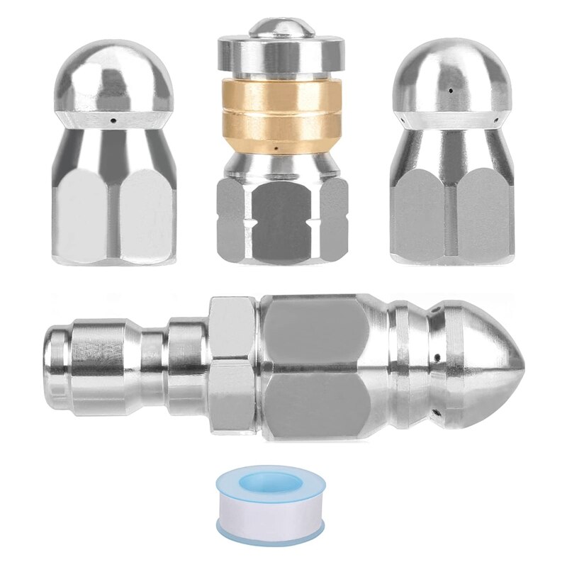 Pressure Washer Sewer Jetter Nozzles Kit,with Different Models for 1/4 Inch Pressure Washer Quick Connector: Default Title