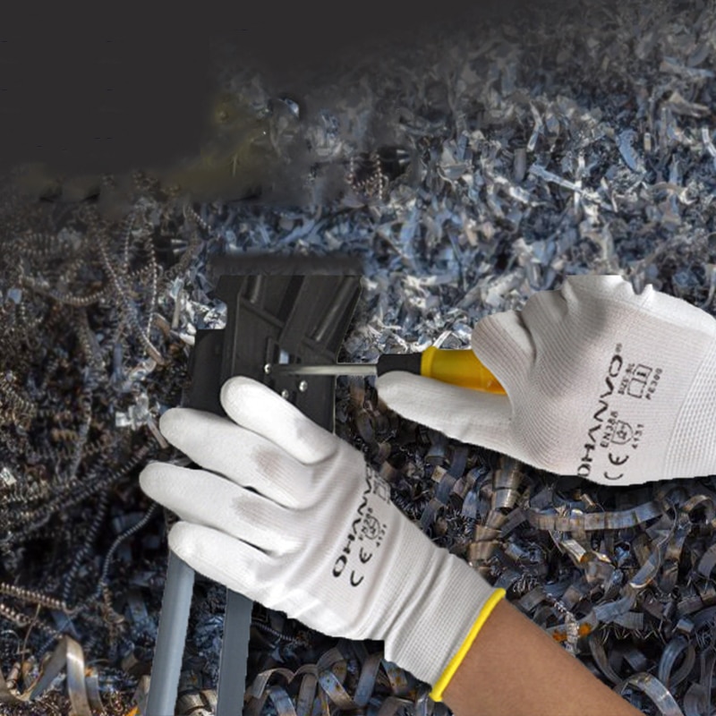 10 Pairs PU Nitrile Safety Coating Nylon Cotton Work Gloves Palm Coated Gloves Mechanic Working Gloves have CE EN388