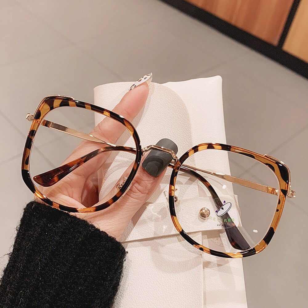 gafas Oficina Anti-Luz Azul gafas con montura metálica óptica gafas de gran tamaño Luna Plaza de la de gafas sobredimensionadas gafas