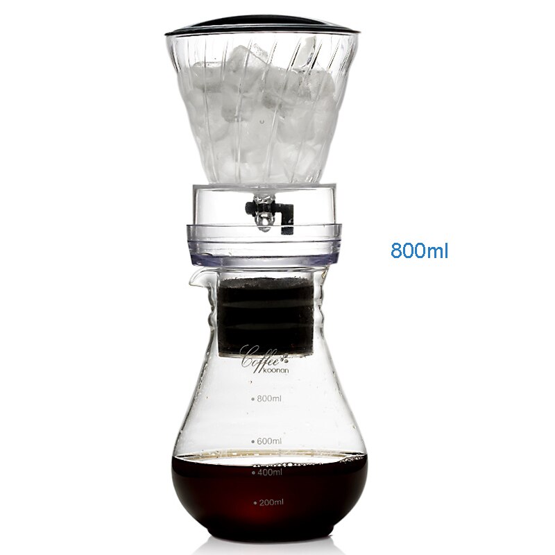Water Drip Coffee Machine Reusable Filter Tools Glass Espresso Coffee Dripper Pot Ice Cold Brew Coffee Maker BDH-04: 800ml