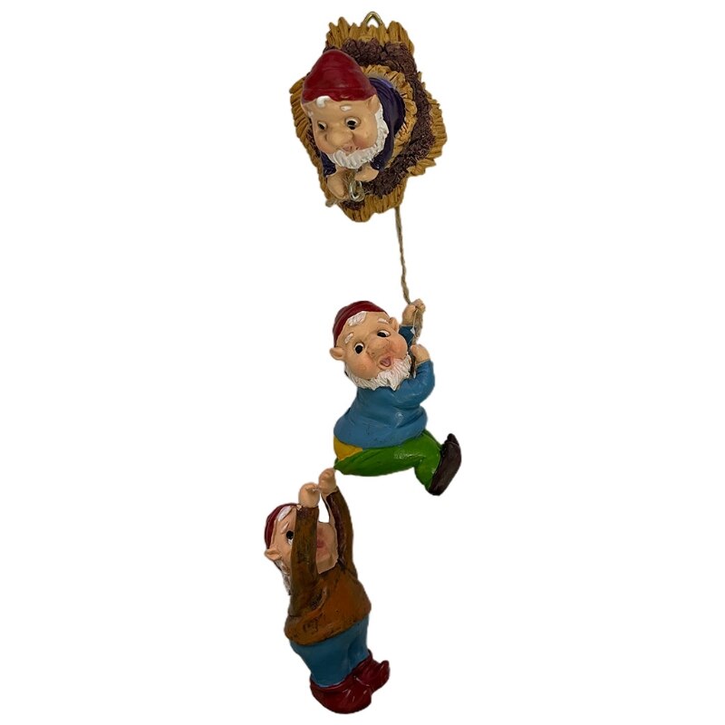 Rope Climbing Dwarf Tree Ornament Hanging Dwarf Pendant Outdoor Garden Cute Cartoon Sculpture Art Crafts Home
