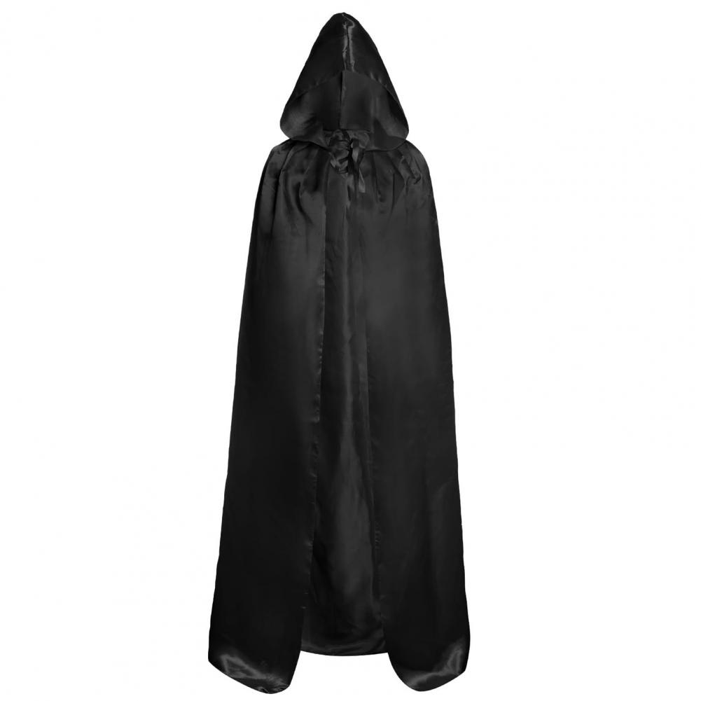 Black Robe Black Hooded Halloween Cape for Adults Kids Robe Cosplay Costume with Different Lengths for Performance Attire: XXL