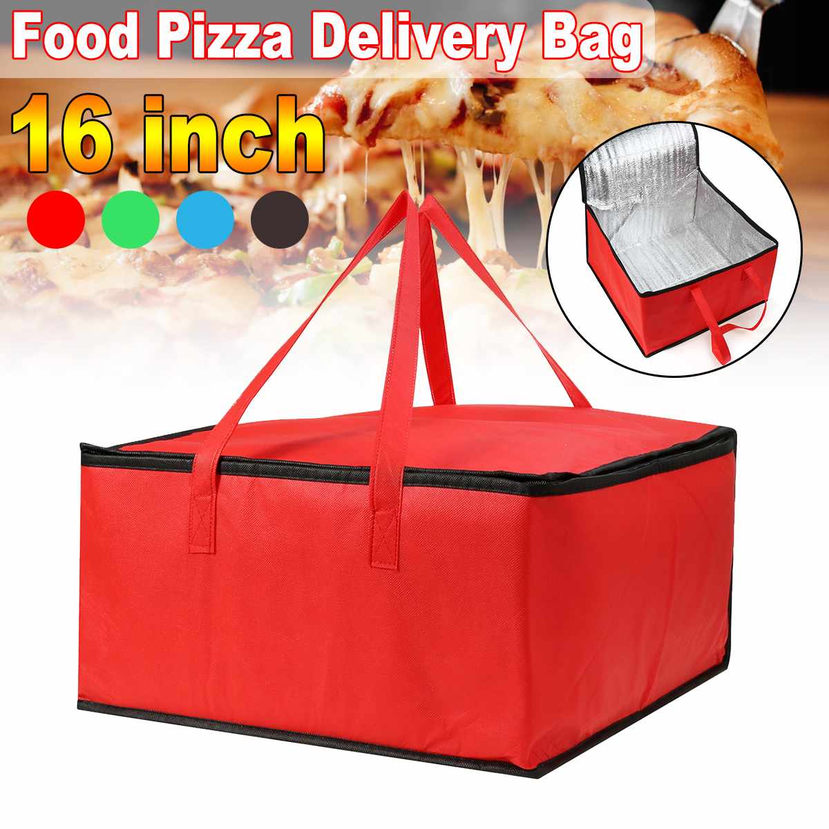 16 zoll Isolierte Tasche Mittagessen Kühltasche Isolierung Klapp Picknick Tragbare Eis Packung Lebensmittel Thermische Lebensmittel Tasche Pizza